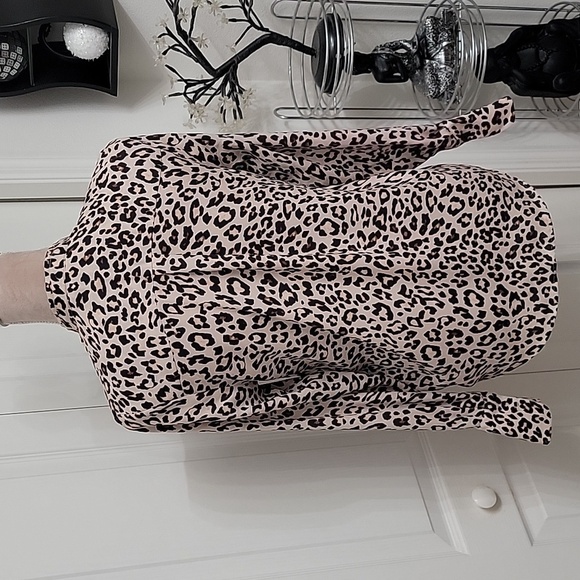 H&M, Size 0, Leopard Print, Long Sleeve, Tie Neck Blouse.  Excellent Condition - Picture 4 of 12